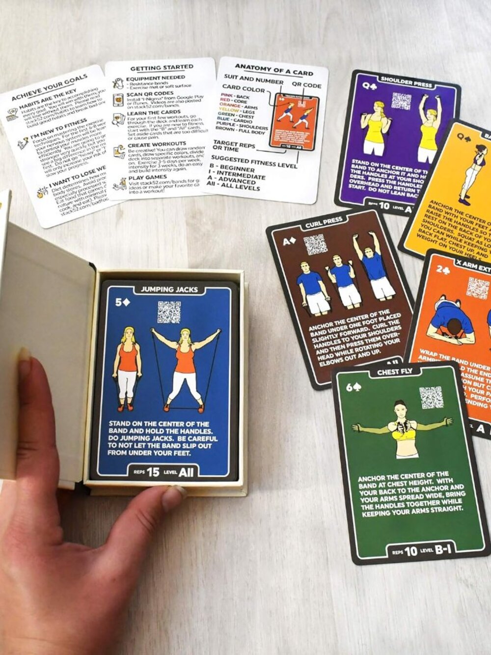 Resistance Band Exercise Cards. Exercise Band Workout Playing Card Game. Video I - Picture 6 of 7